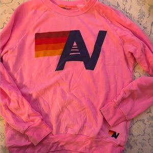 Aviator Nation Pink Crewneck Sweater with Graphic